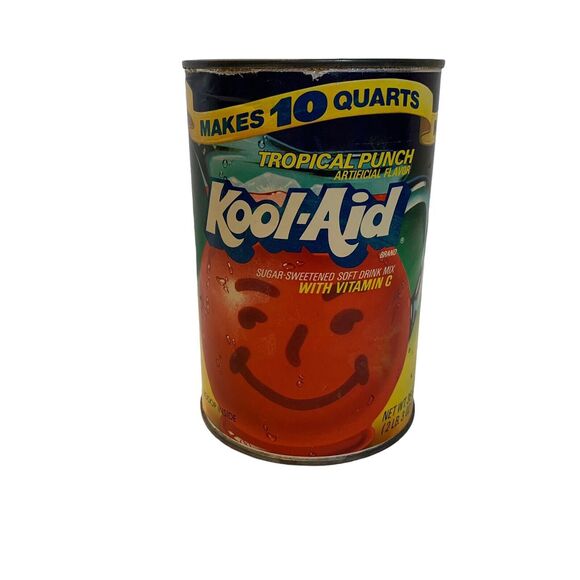 Vintage Kool-Aid Tropical Punch Cardboard EMPTY Tin NO LID Movie Prop Display - Picture 1 of 9